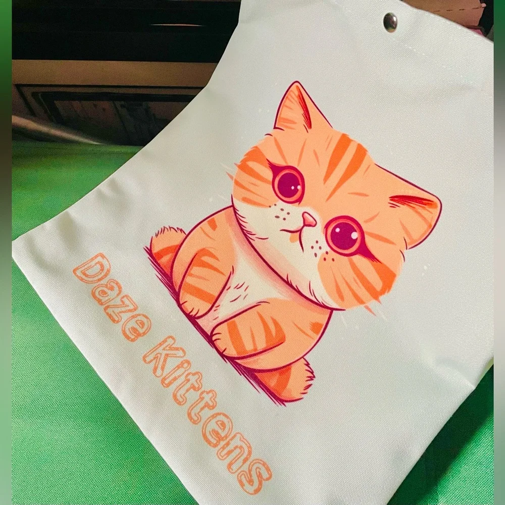NEW Cute Cat Print Canvas Tote Bag - Picture 3 of 9